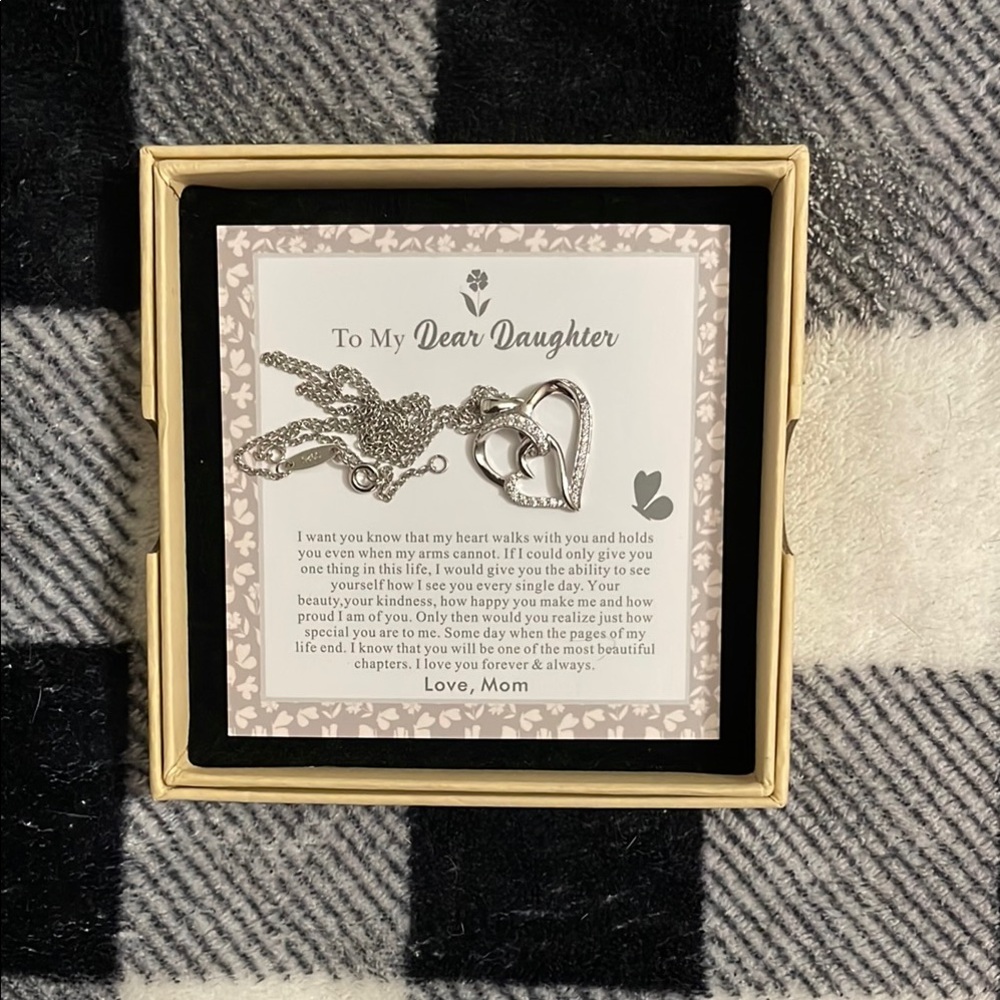 Silver Heart Necklace with Message Card